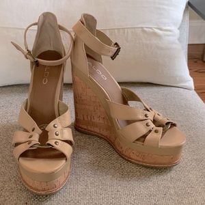 Aldo Cork Platfrom Wedge Sandals, size 38